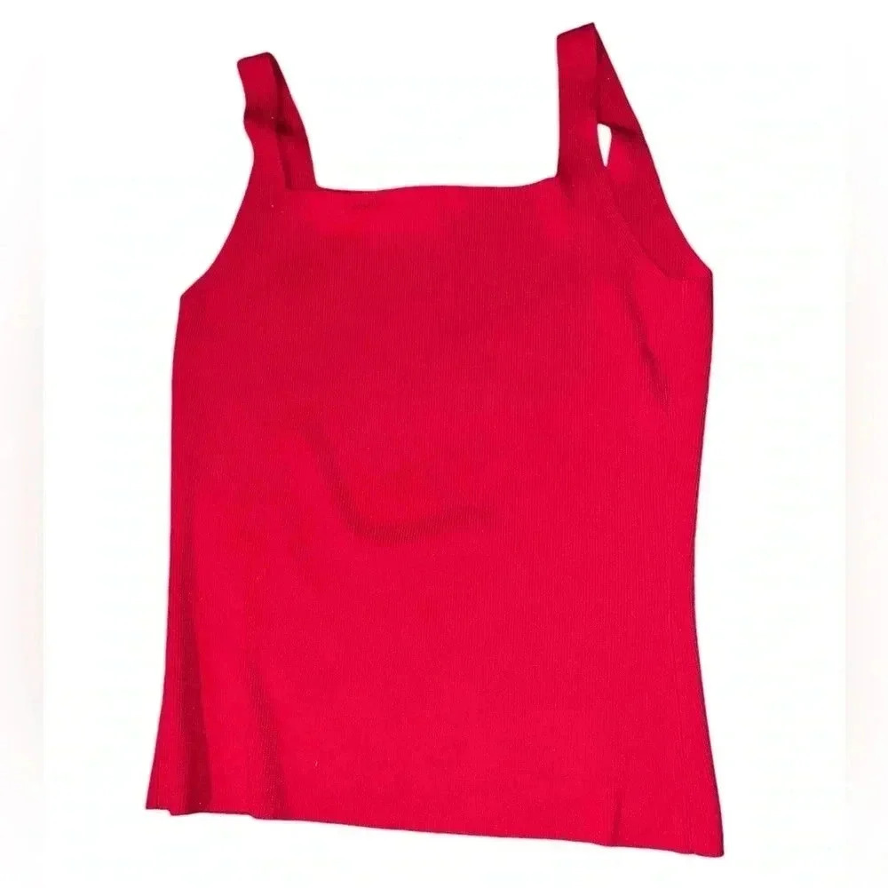 Cyrus Ribbed Knit Red Tank Top Sz M - Picture 2 of 3